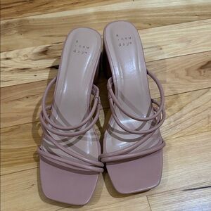 a new day Dusty Pink Strappy Square-Toe Heeled Mules